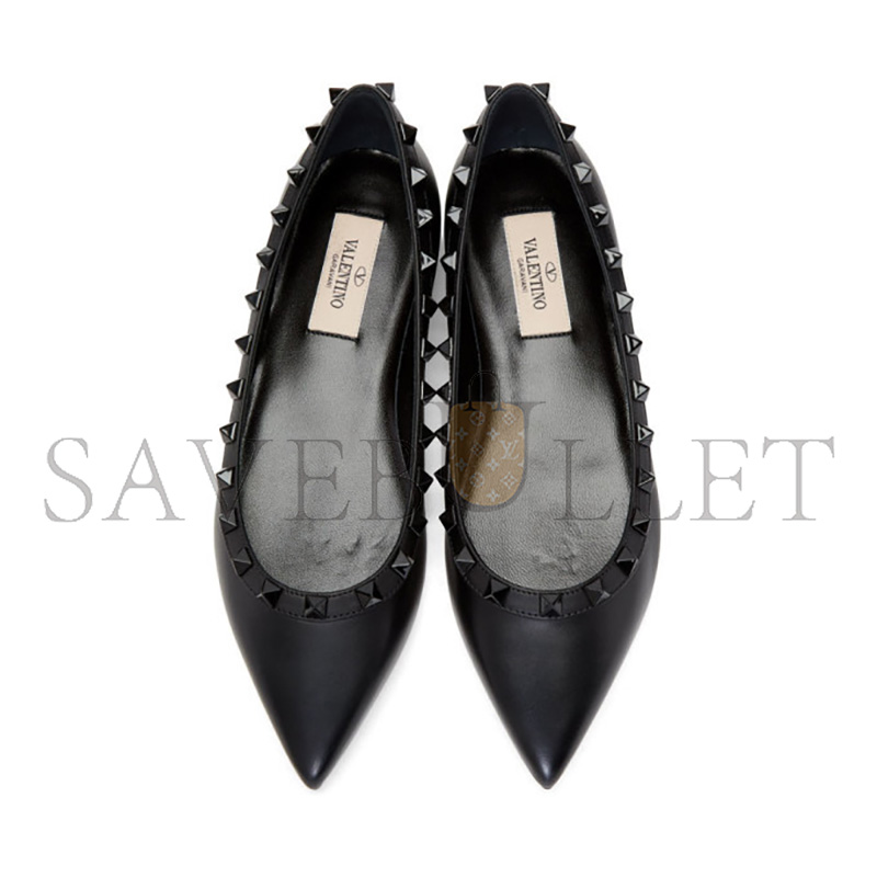 Va1e*ntin0 black Va1e*ntin0 garavani tonal rockstud ballerina flats